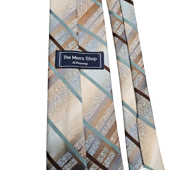 The‎ Men's Shop JCPenney Vintage Grandpa's Striped Geometric Polyester Necktie - Picture 2 of 6